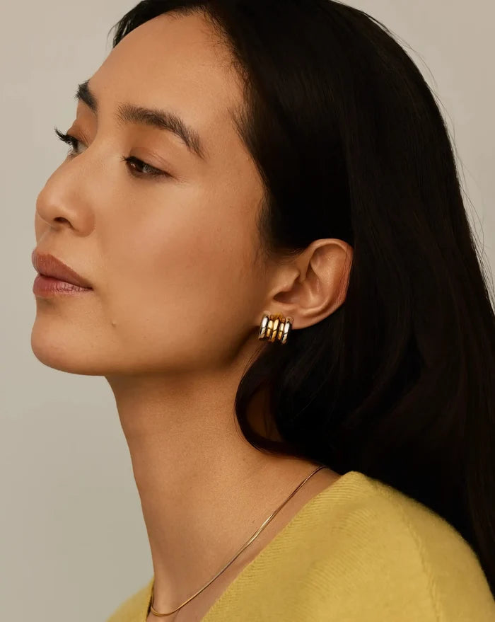 Triple Ridge Oversized Studs | 18k Gold Plated/Platinum Plated Earrings Missoma