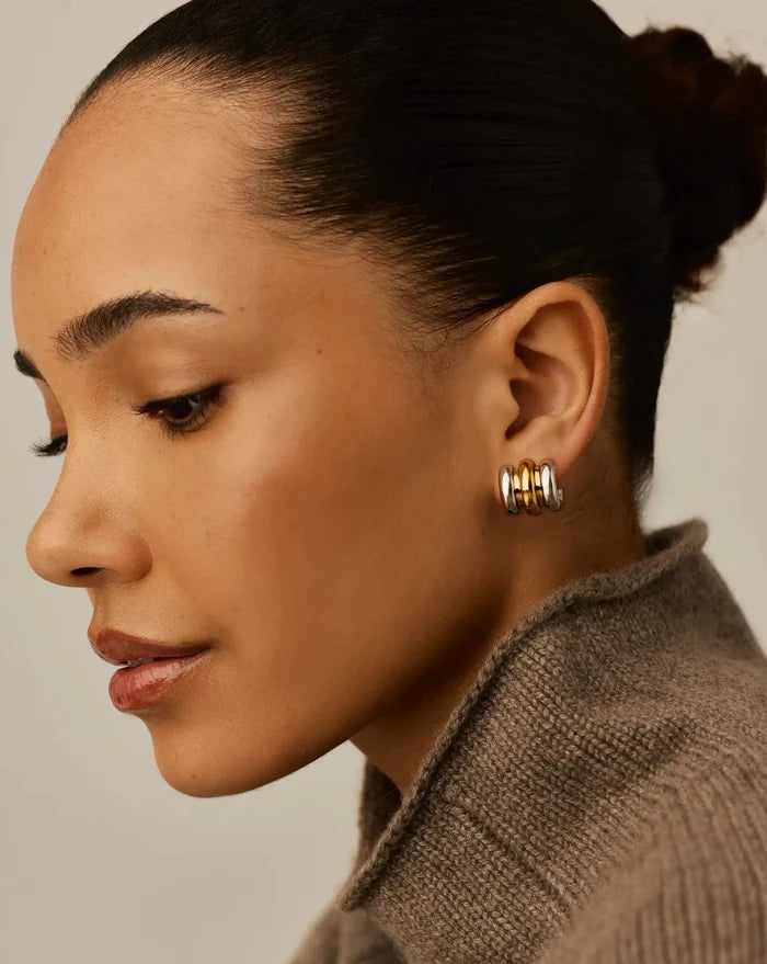 Triple Ridge Oversized Studs | 18k Gold Plated/Platinum Plated Earrings Missoma
