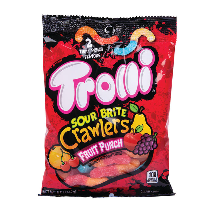 Trolli Sour Brite Crawlers Fruit Punch Gummy Candy Peg Bags - 12 Count