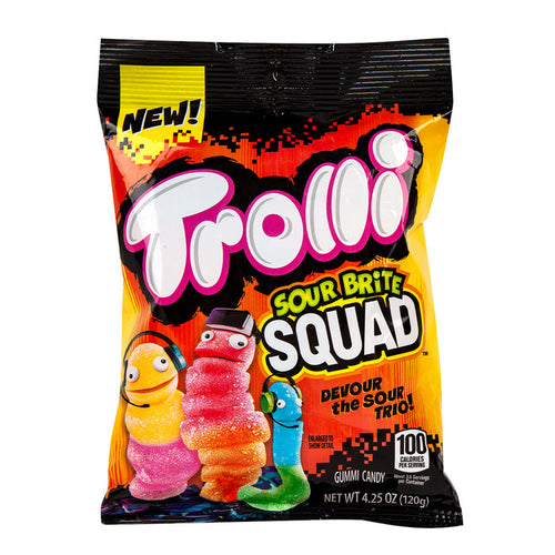 Trolli Sour Brite Squad Gummy Worms Candy Peg Bag - 12 Count
