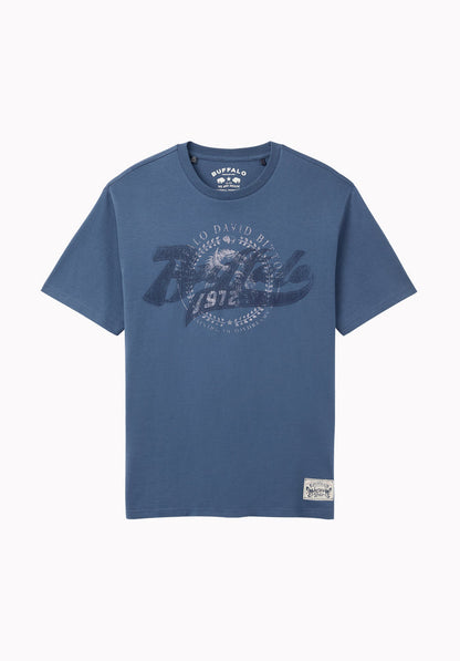 Tulian Men's Buffalo Graphic Tee, Vintage Indigo - BM24965