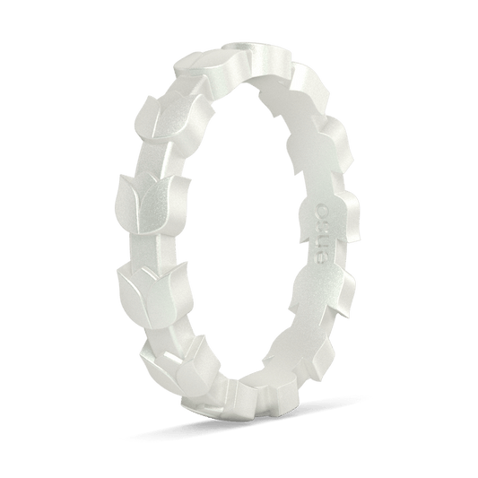 Tulip Stackable Silicone Ring - Metallic Pearl