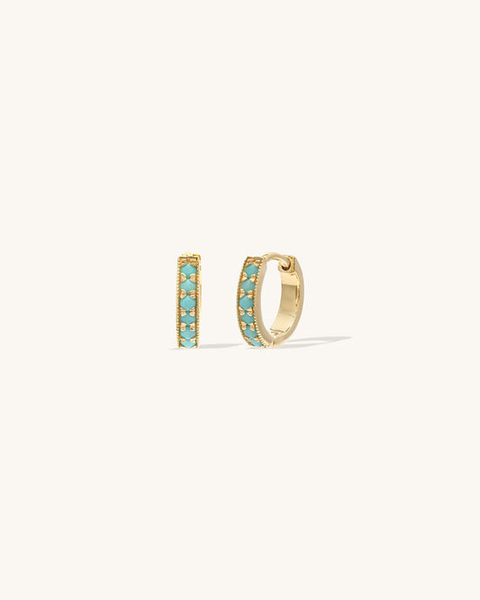 Turquoise Pave Huggies