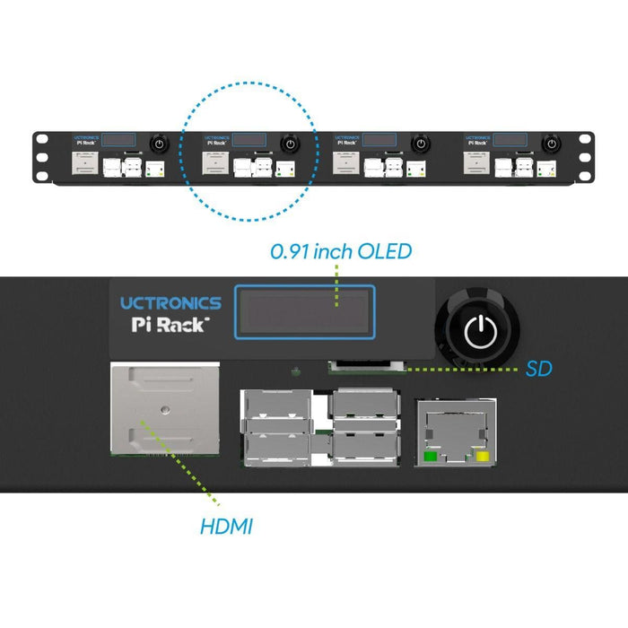 Uctronics Pi Rack - 1U PoE Rackmount for Raspberry 4 [discontinued] by Uctronics - The Pi Hut