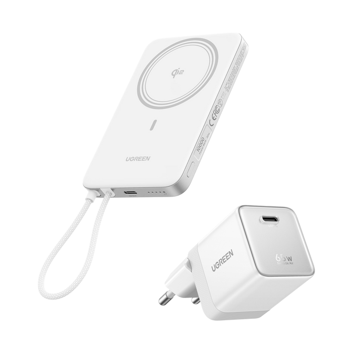 UGREEN MagFlow Air Power Bank & Nexode Air Charger Bundle (5,000mAh / 10,000mAh, Qi2 15W, 65W GaN)