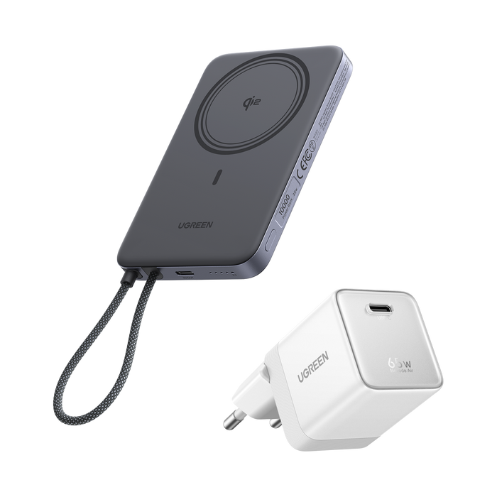UGREEN MagFlow Air Power Bank & Nexode Air Charger Bundle (5,000mAh / 10,000mAh, Qi2 15W, 65W GaN)