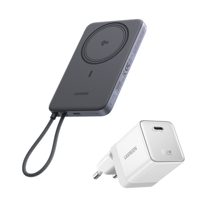 UGREEN MagFlow Air Power Bank & Nexode Air Charger Bundle (5,000mAh / 10,000mAh, Qi2 15W, 65W GaN)