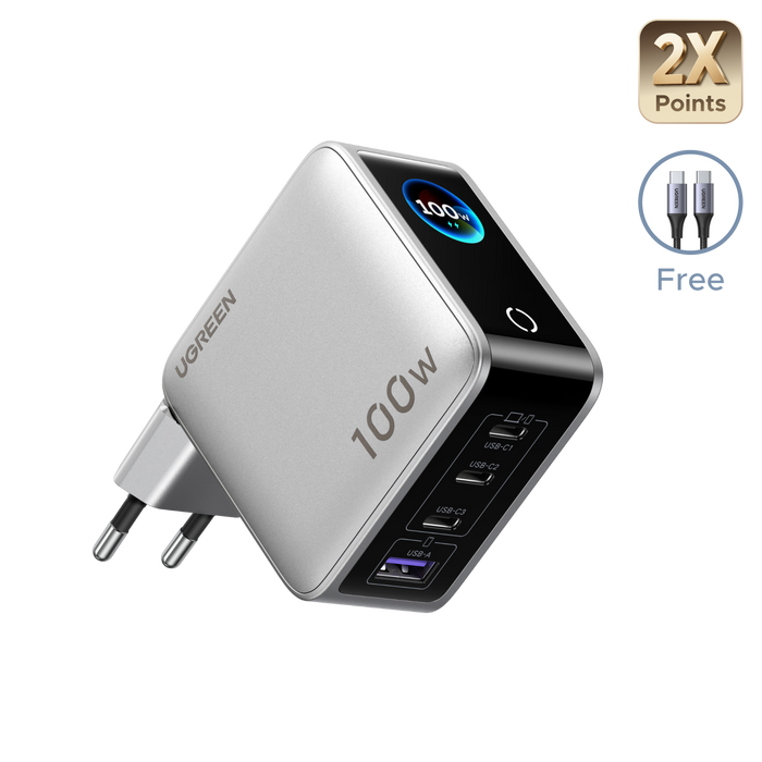 UGREEN Nexode Pro Smart Display Charger (100W, 4-Port, GaN)