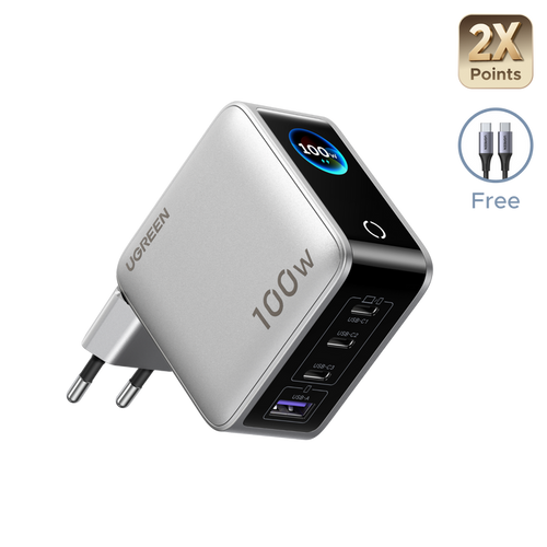 UGREEN Nexode Pro Smart Display Charger (100W, 4-Port, GaN)