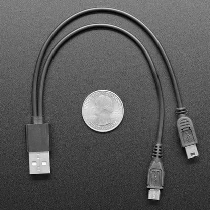 USB cable - 8" A to Mini B Charging and Micro B Data by Adafruit - The Pi Hut