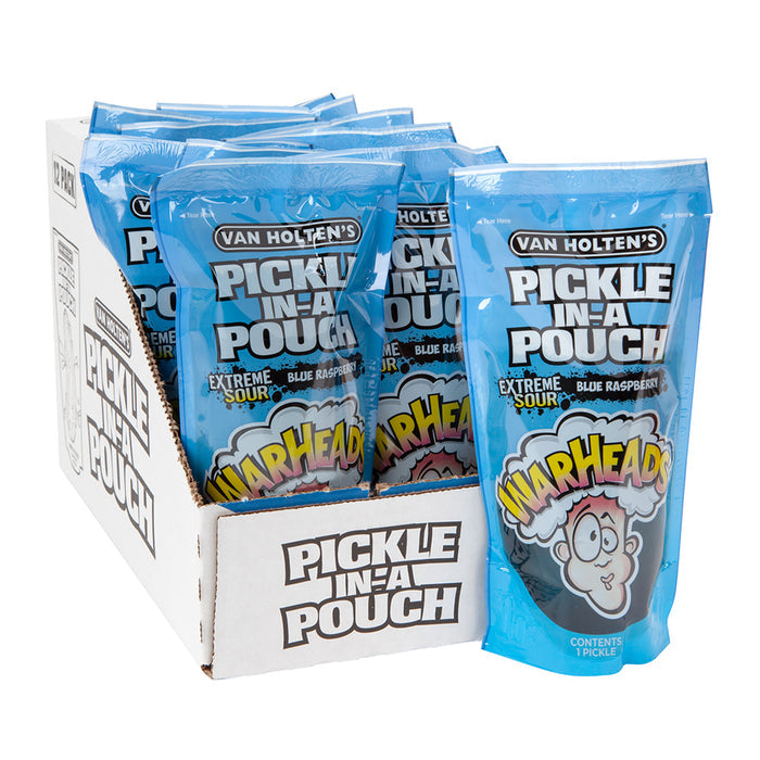 Van Holten's Blue Raspberry Warheads Pickle Treats Pouch - 12 Count