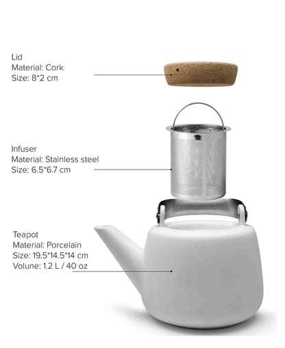 Viva Nicola 1.2l Infuser Teapot - White