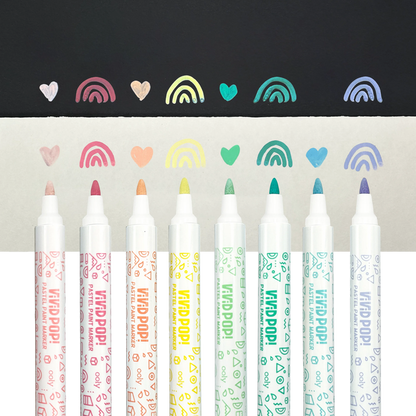 Vivid Pop! Water Based Paint Markers - Pastel caps off and swatches