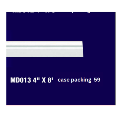White Baseboard Moulding  6-Inch  x 8 feet Common moldings fastened where walls meet floors, protects the wall from furniture, kicks- EL-D069 Mega