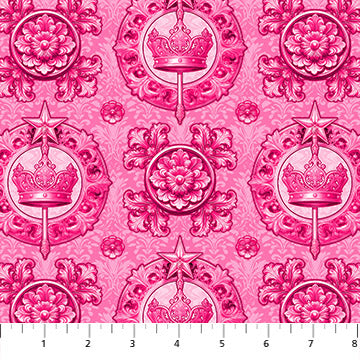 Wicked Good Together Pink Emblems Fabric, Patrick Lose Northcott