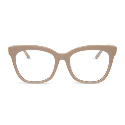 jessie james decker x diff eyewear featuring the winston cat eye prescription glasses with a almond brown frame front view