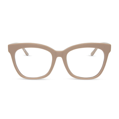 jessie james decker x diff eyewear featuring the winston cat eye prescription glasses with a almond brown frame front view
