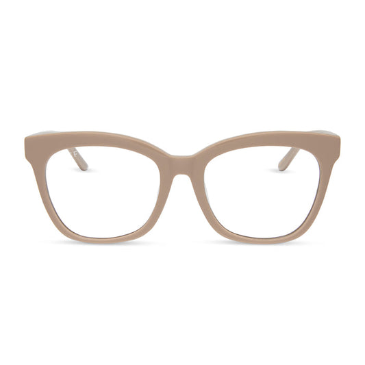 jessie james decker x diff eyewear featuring the winston cat eye prescription glasses with a almond brown frame front view