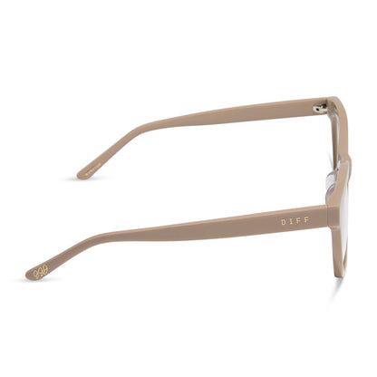jessie james decker x diff eyewear featuring the winston cat eye prescription glasses with a almond brown frame side view