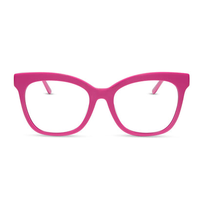 diff eyewear featuring the winston cat eye glasses with a bright pink frame front view