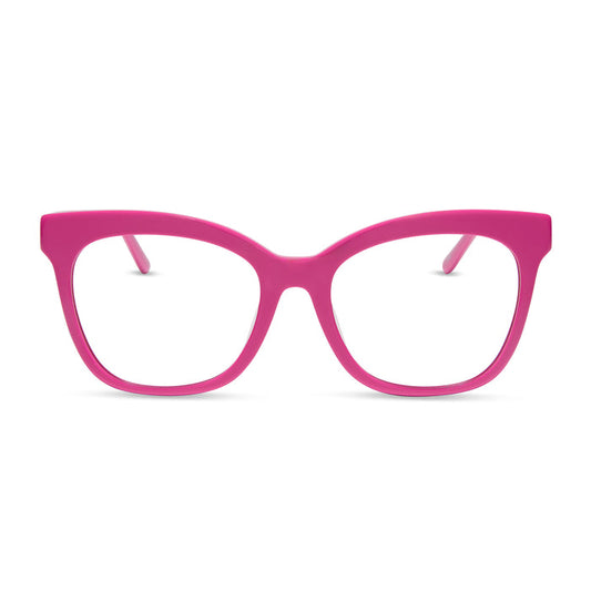 diff eyewear featuring the winston cat eye glasses with a bright pink frame front view