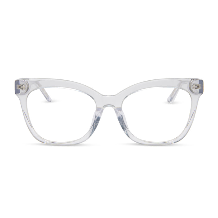 diff eyewear featuring the winston cat eye prescription glasses with a clear crystal frame front view