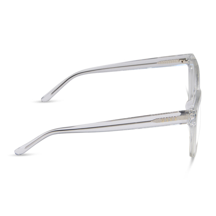 diff eyewear featuring the winston cat eye prescription glasses with a clear crystal frame side view