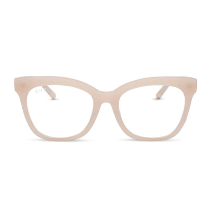 diff eyewear featuring the winston cateye prescription glasses with a milky blush frame front view