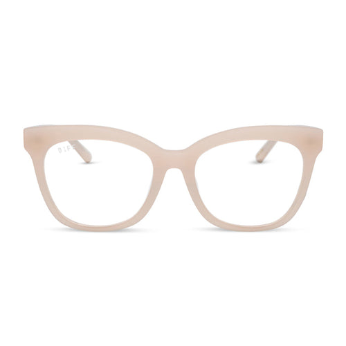 diff eyewear featuring the winston cateye prescription glasses with a milky blush frame front view