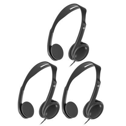 Wired on ear headphones for school classroom students
