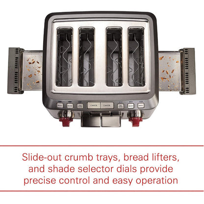 WOLF Gourmet 4-Slice Extra-Wide Slot Toaster - Factory serviced with 1 year warranty - WGTR104S