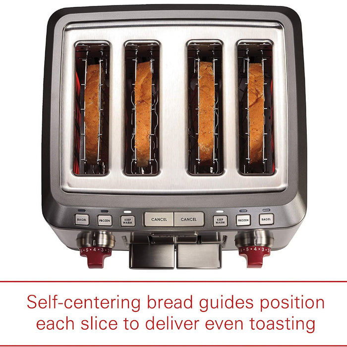 WOLF Gourmet 4-Slice Extra-Wide Slot Toaster - Factory serviced with 1 year warranty - WGTR104S