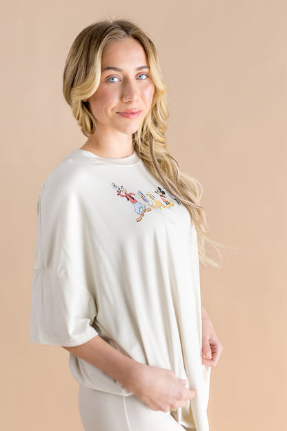 Mickey and friends patterned graphic oversized tee that goes with matching biker shorts