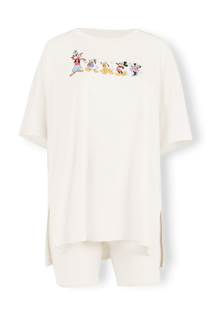 Women’s Biker Short Set with Mickey and Friends print on Ecru background