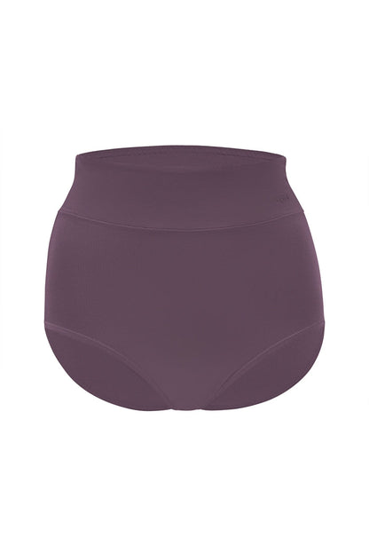 Women's High-Waisted Brief in Currant shown on a ghost mannequin