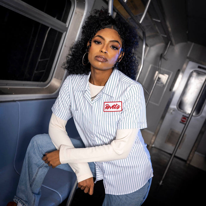 RSVLTS RSVLTS Women's Short Sleeve Shirt Y2K Retro "Full Service" – Women's KUNUFLEX Short Sleeve Shirt Y2K Retro "Full Service" – Women's KUNUFLEX Short Sleeve Shirt