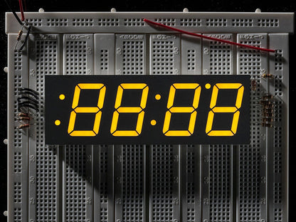 Yellow 7-segment clock display - 1.2" digit height by The Pi Hut - The Pi Hut