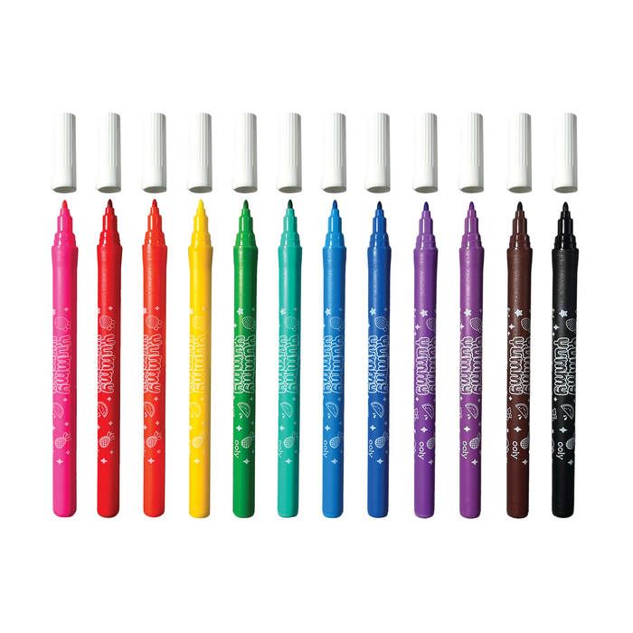 OOLY Yummy Yummy Scented Markers outside of packaging with caps off