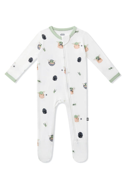 Product photo of the Zippered Footie in Grogu™ on a white background